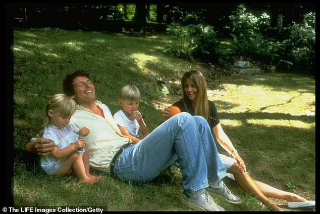 Reeve is pictured with Matthew and Alexandra and ex partner Gae Exton 
